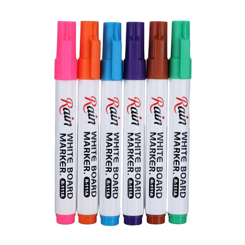 Rain whiteboard marker R-111A.P twobooks 1 ماژیک وایت برد Rain مدل R-111A.P نوک گرد بسته 6 عددی - Image 1